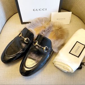 [GUCCI] Patent Princetown Fur Loafer (37.5)